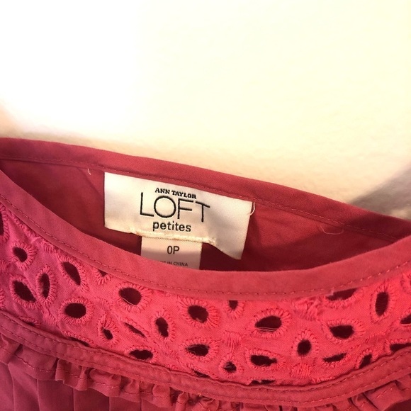 2/$30 - LOFT - Pink Eyelet Detail Mini Dress Spaghetti Strap - Picture 5 of 6